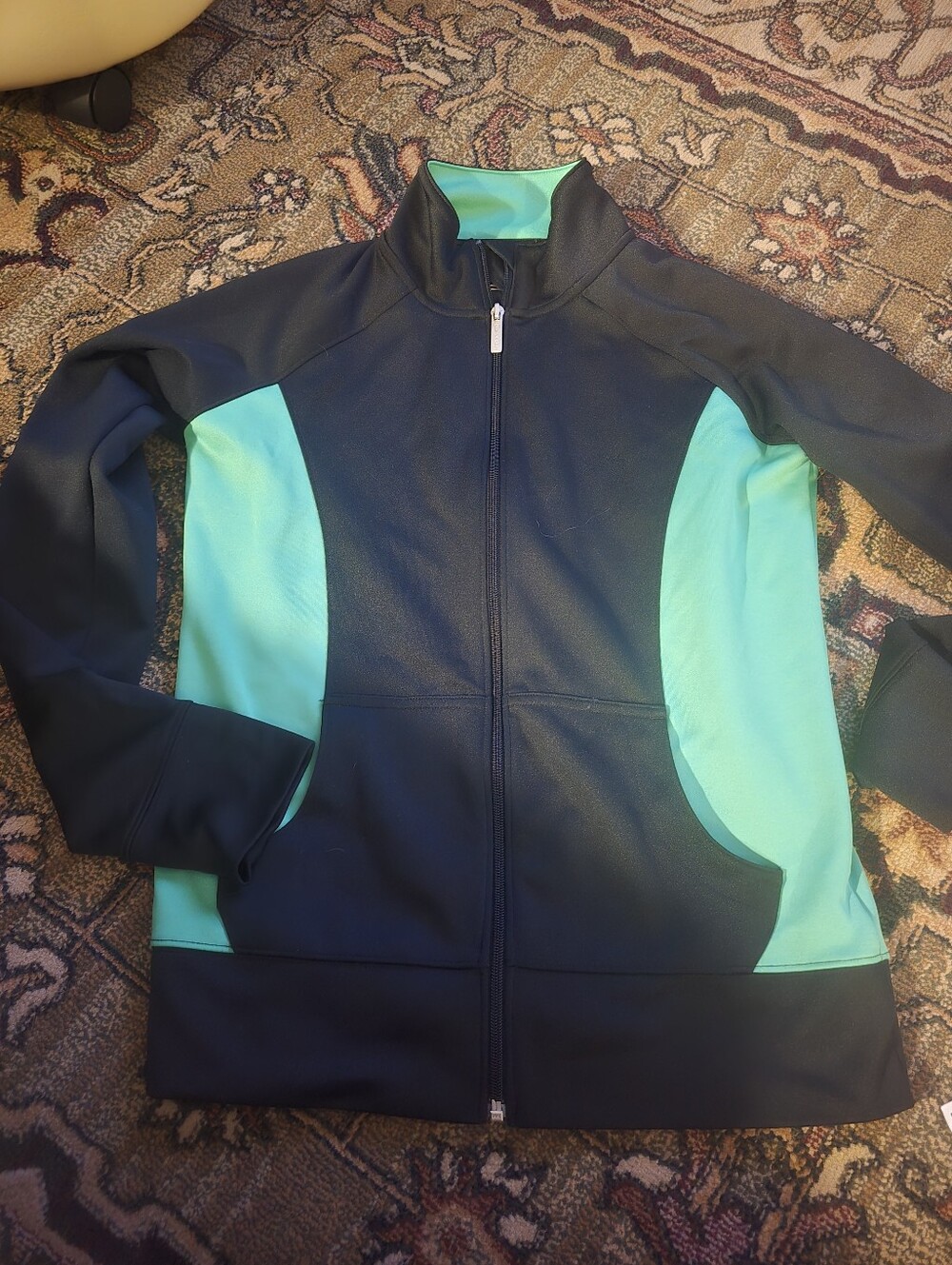 UNDER ARMOUR Women’s Size Small Black Green Semi Fitted Jacket Hoodie Full Zip